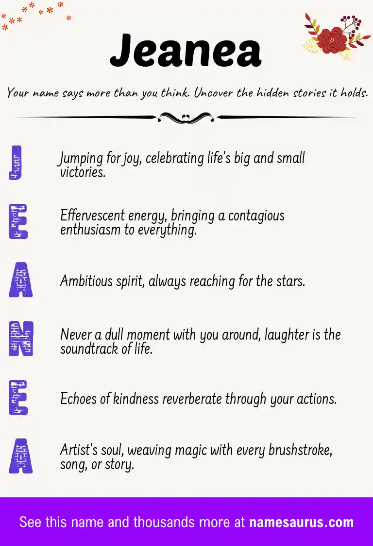 Acrostic poem about Jeanea.