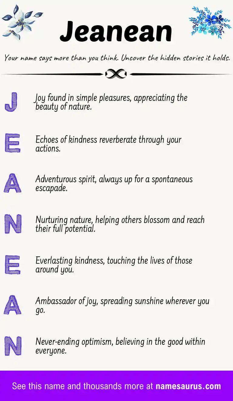 Acrostic poem about Jeanean.