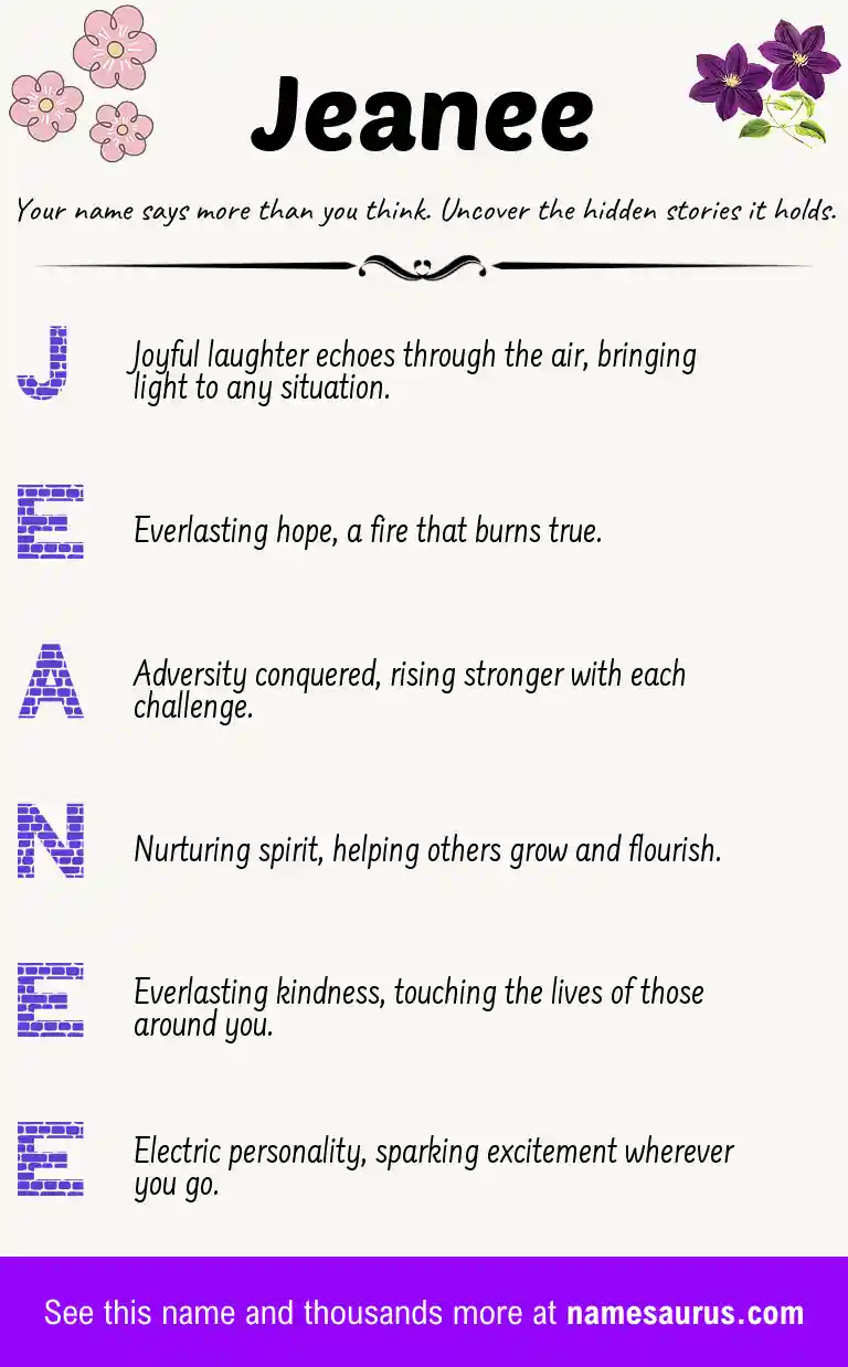 Acrostic poem about Jeanee.