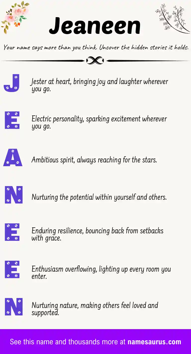 Acrostic poem about Jeaneen.