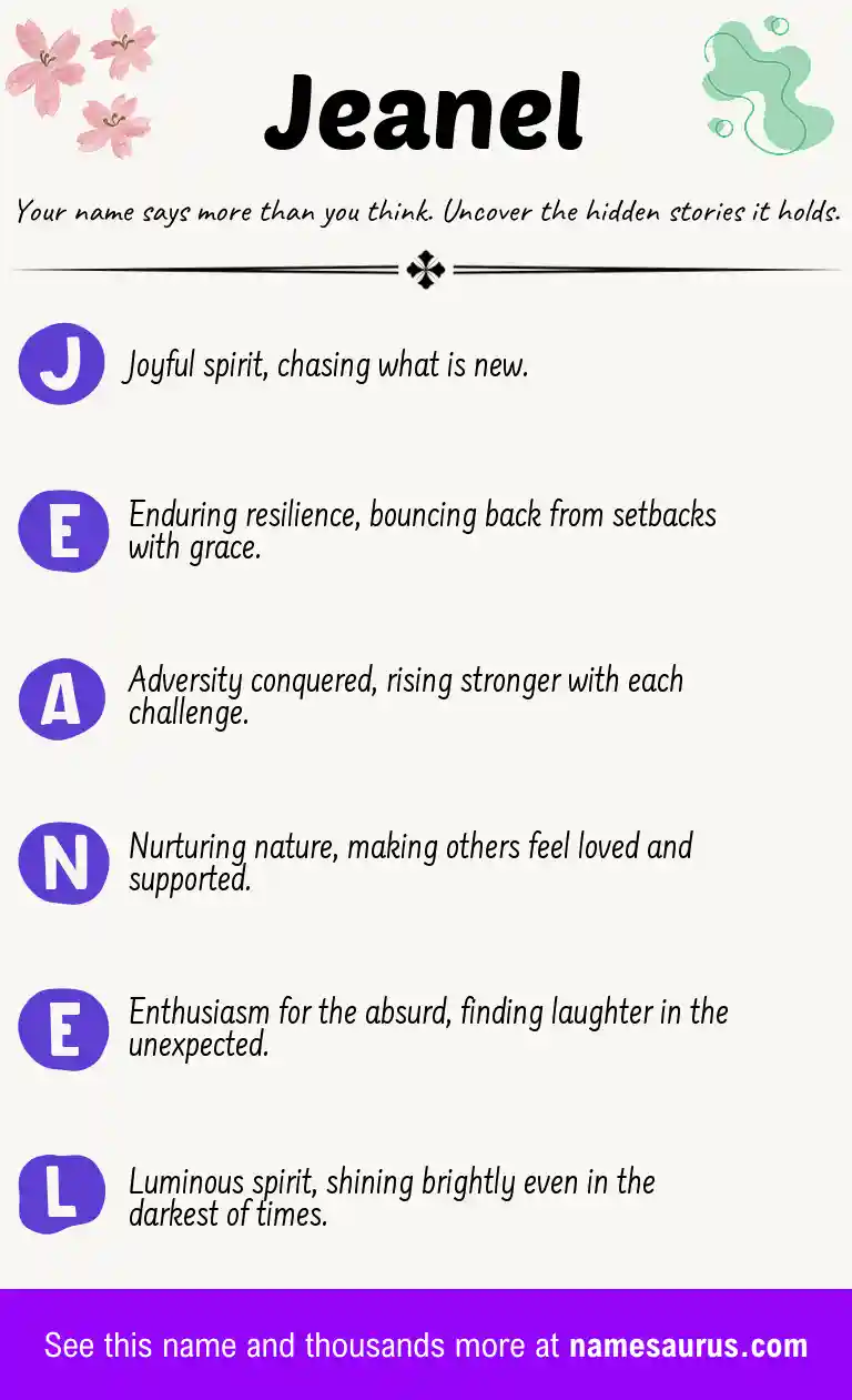 Acrostic poem about Jeanel.