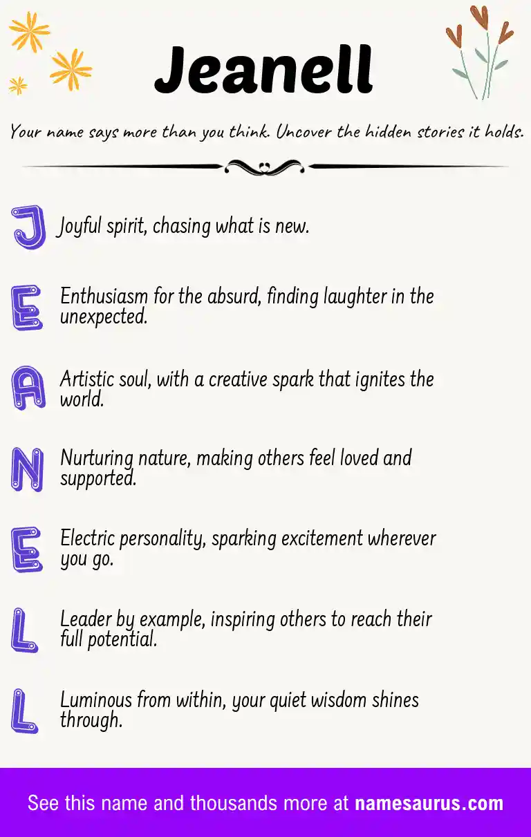 Acrostic poem about Jeanell.