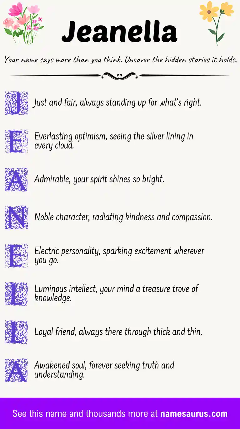 Acrostic poem about Jeanella.