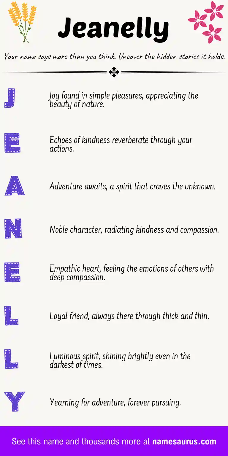 Acrostic poem about Jeanelly.