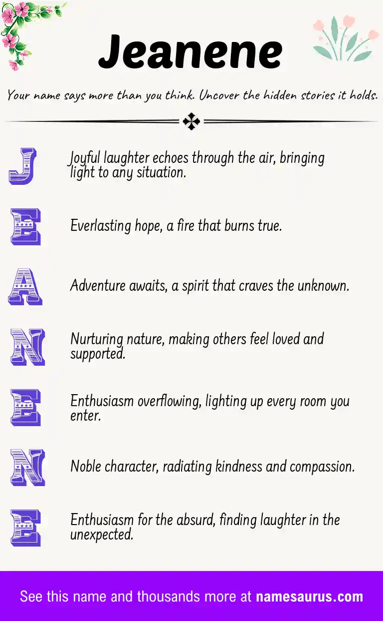 Acrostic poem about Jeanene.