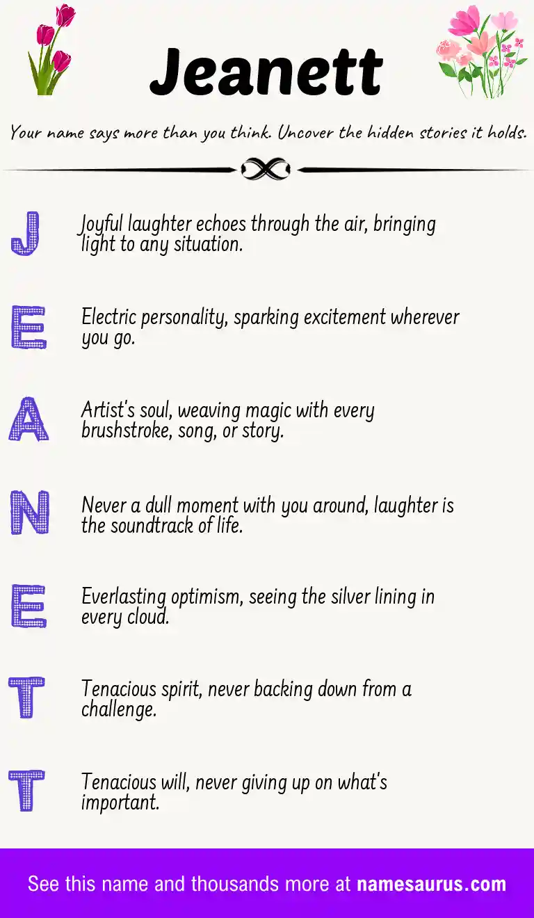 Acrostic poem about Jeanett.