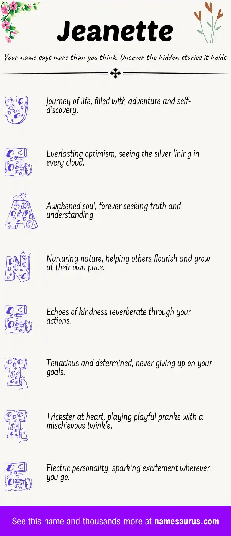 Acrostic poem about Jeanette.