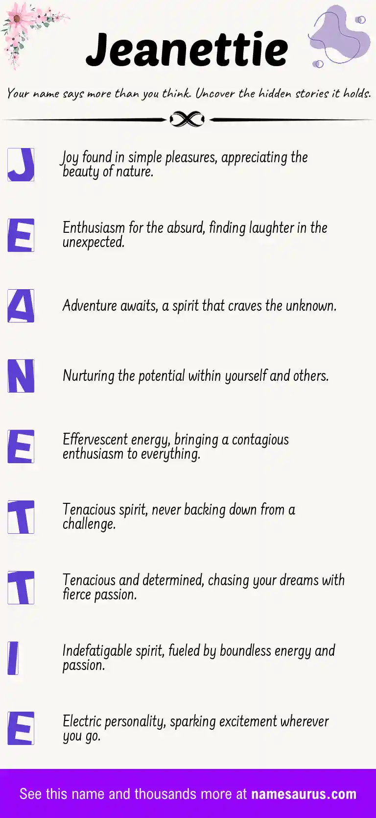 Acrostic poem about Jeanettie.