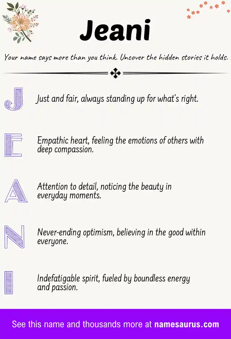 Acrostic poem about Jeani.