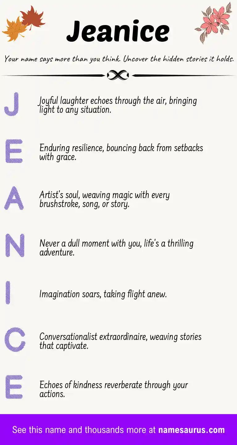 Acrostic poem about Jeanice.