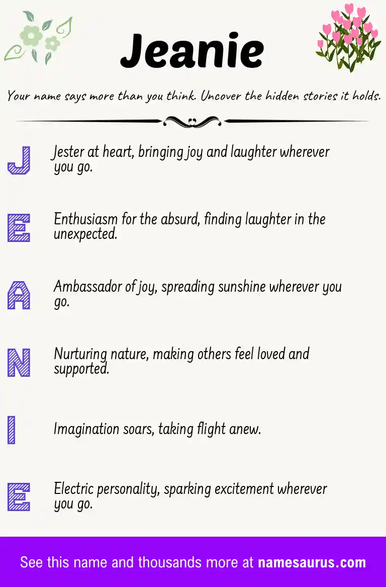 Acrostic poem about Jeanie.
