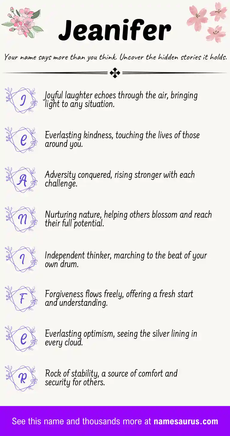 Acrostic poem about Jeanifer.