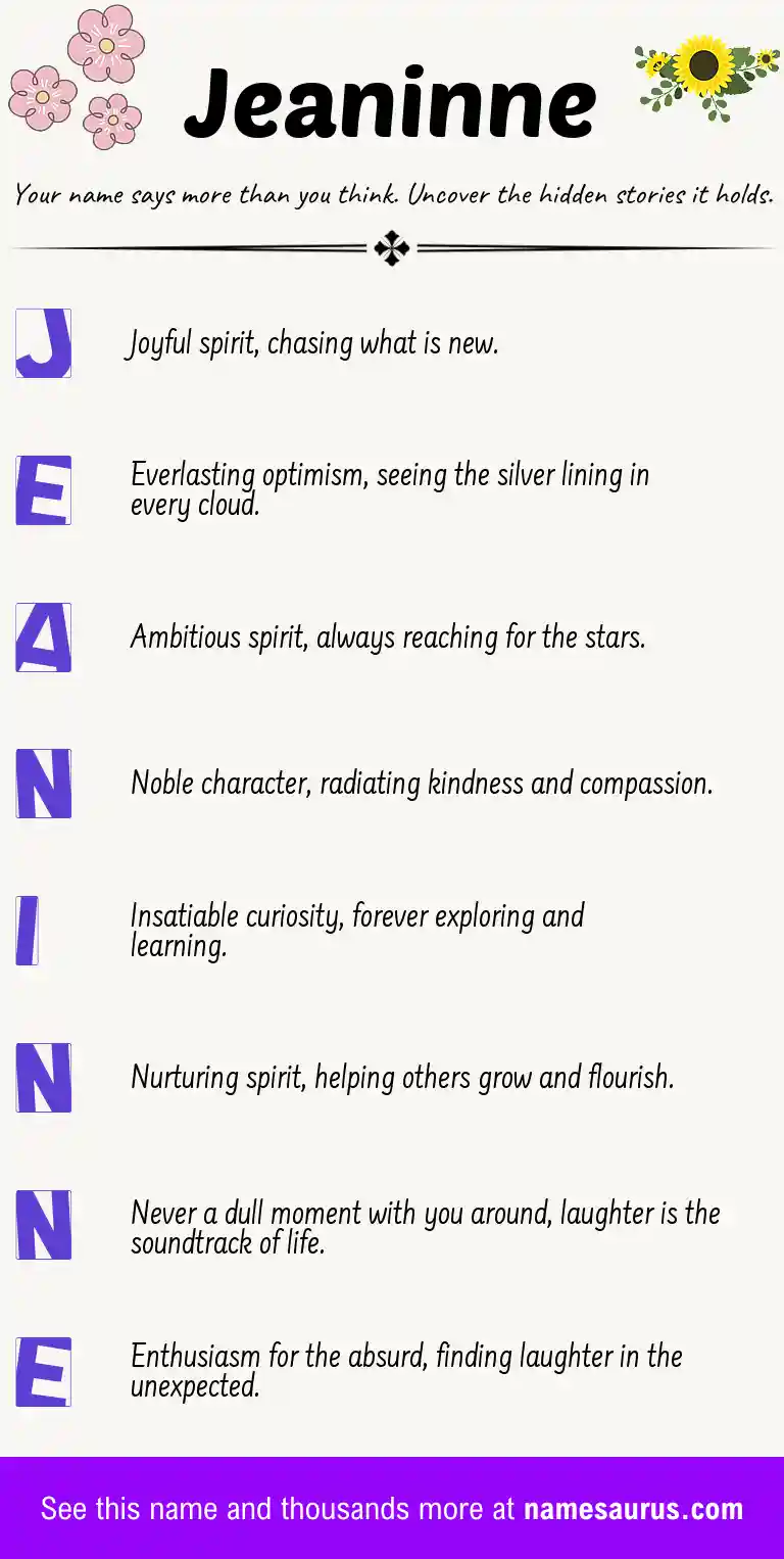 Acrostic poem about Jeaninne.