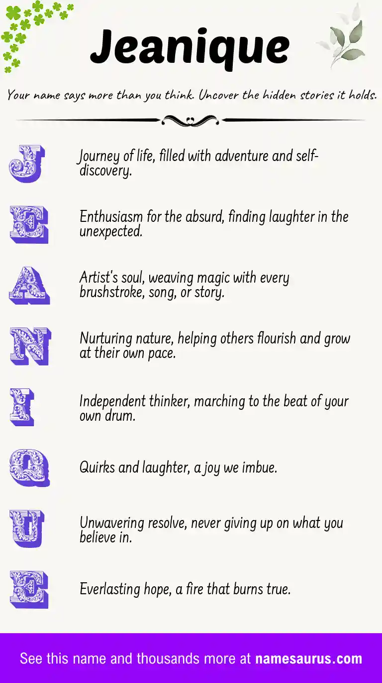 Acrostic poem about Jeanique.