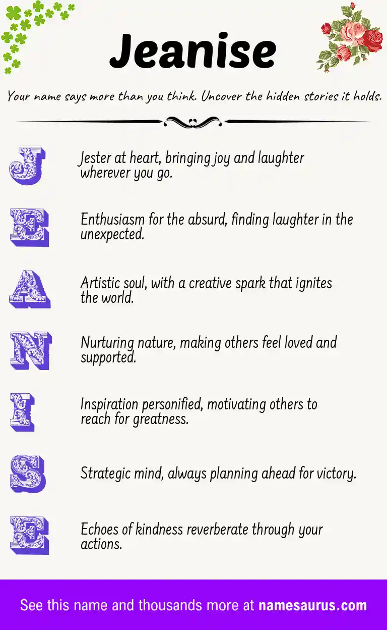 Acrostic poem about Jeanise.
