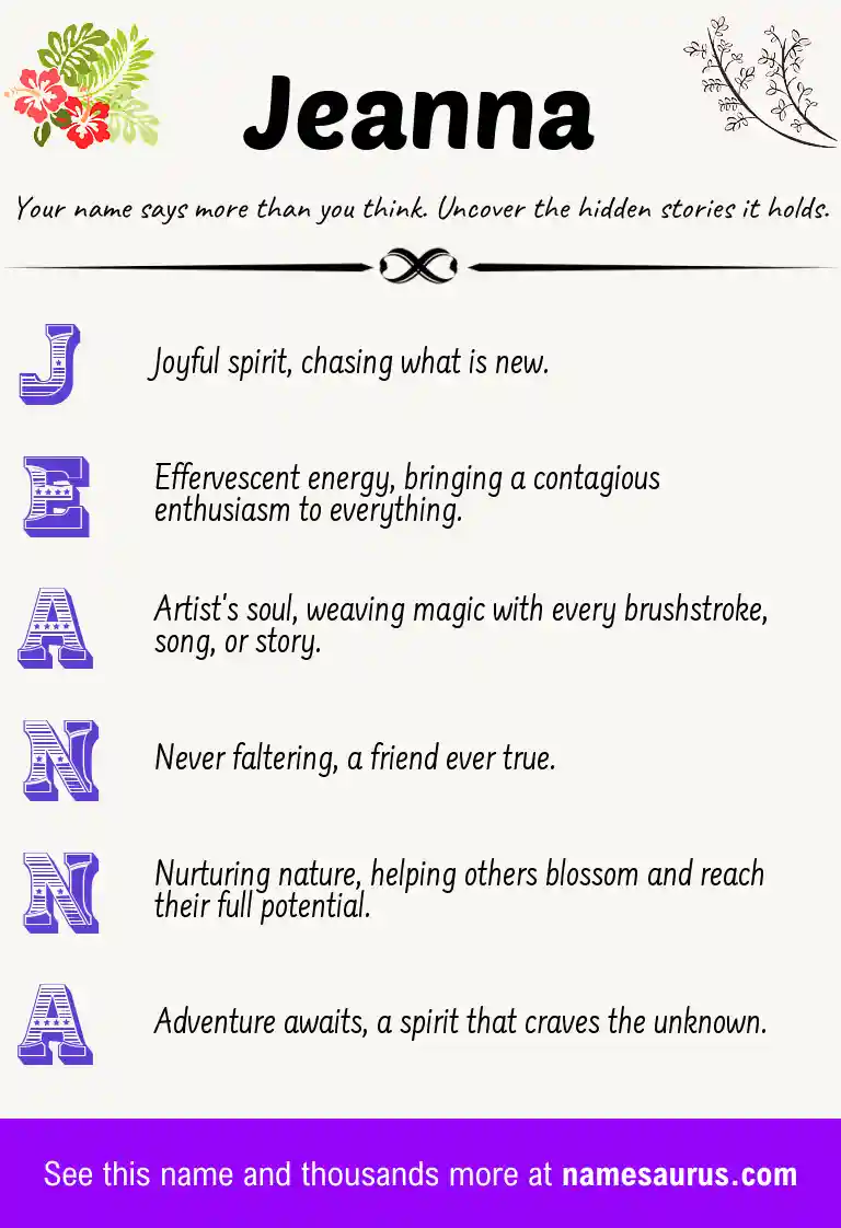 Acrostic poem about Jeanna.