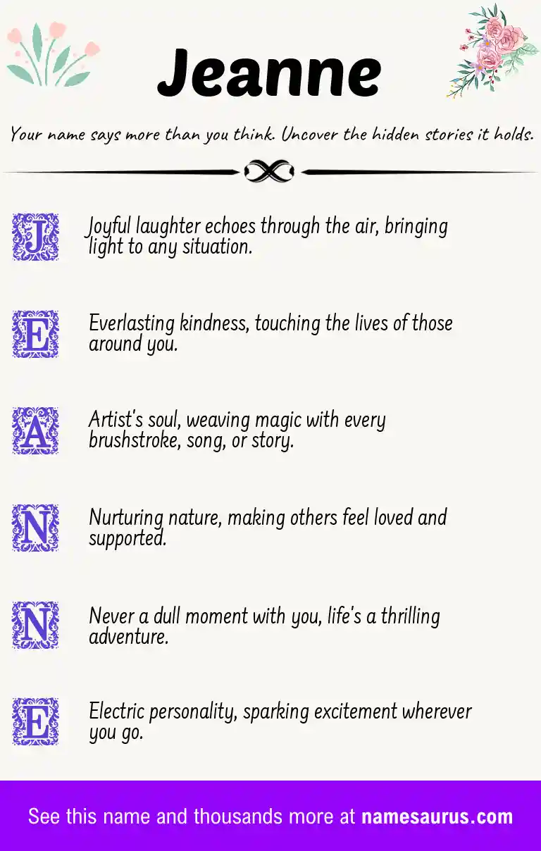 Acrostic poem about Jeanne.