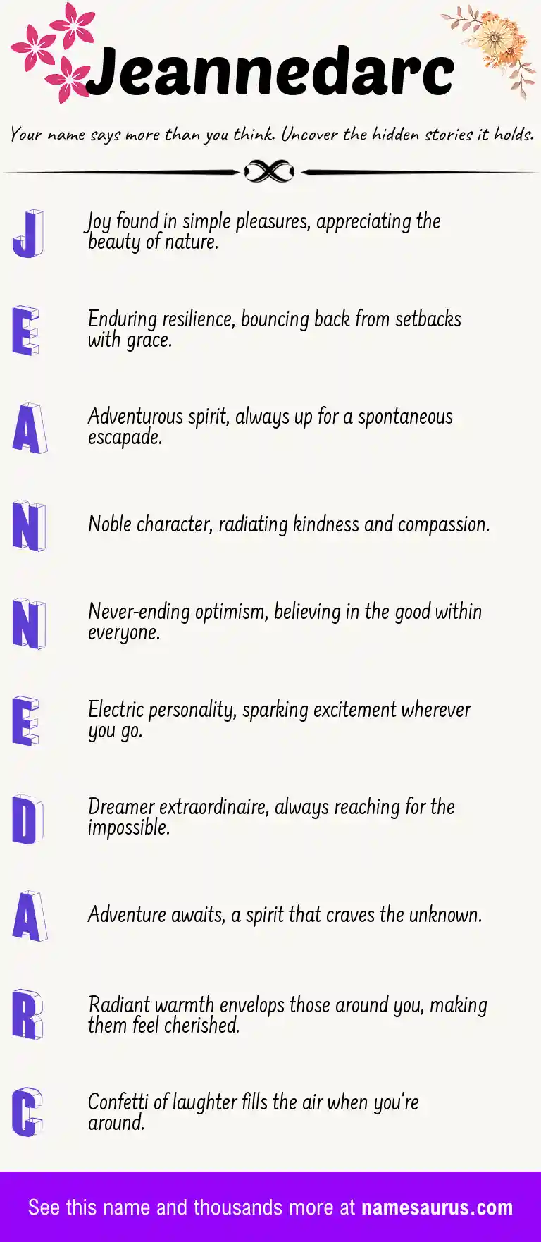 Acrostic poem about Jeannedarc.