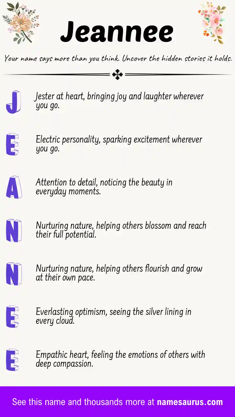 Acrostic poem about Jeannee.