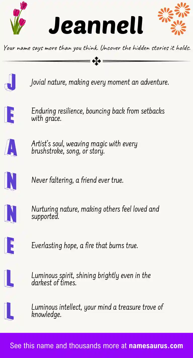 Acrostic poem about Jeannell.