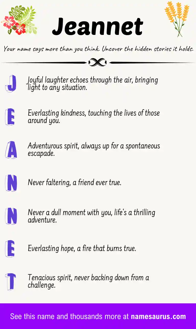 Acrostic poem about Jeannet.
