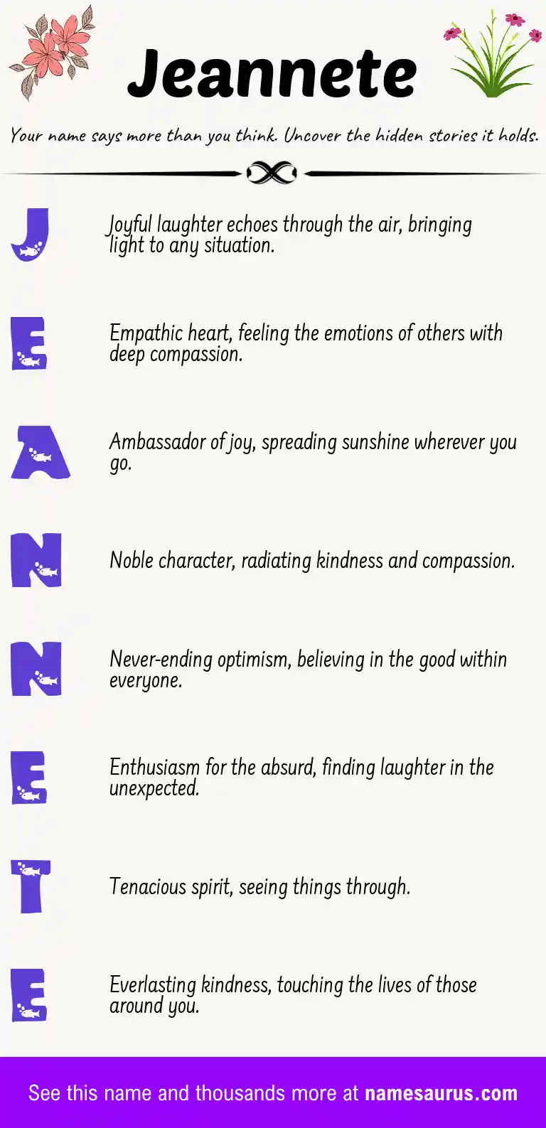 Acrostic poem about Jeannete.