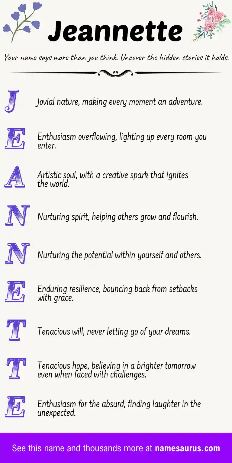 Acrostic poem about Jeannette.