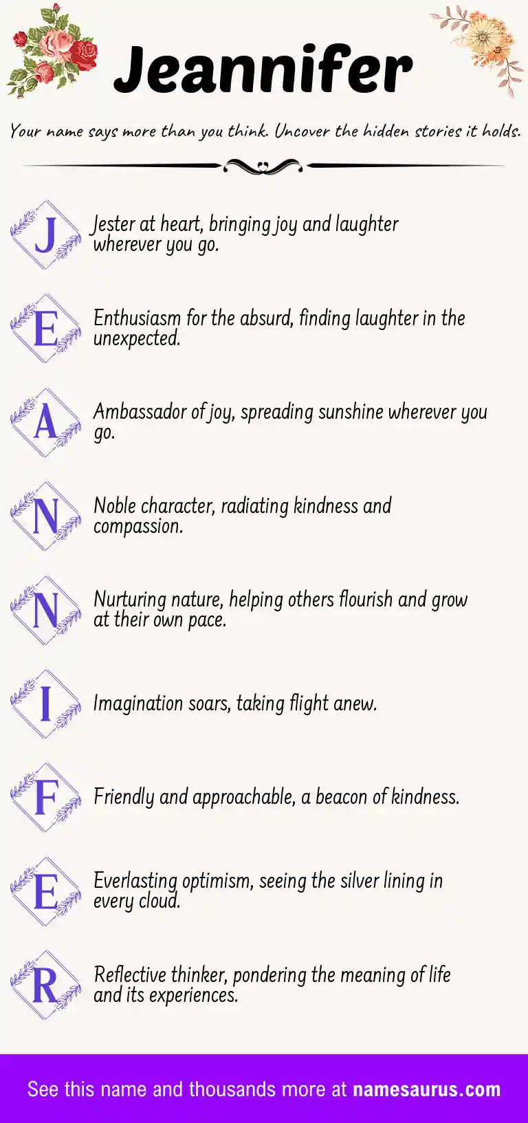 Acrostic poem about Jeannifer.