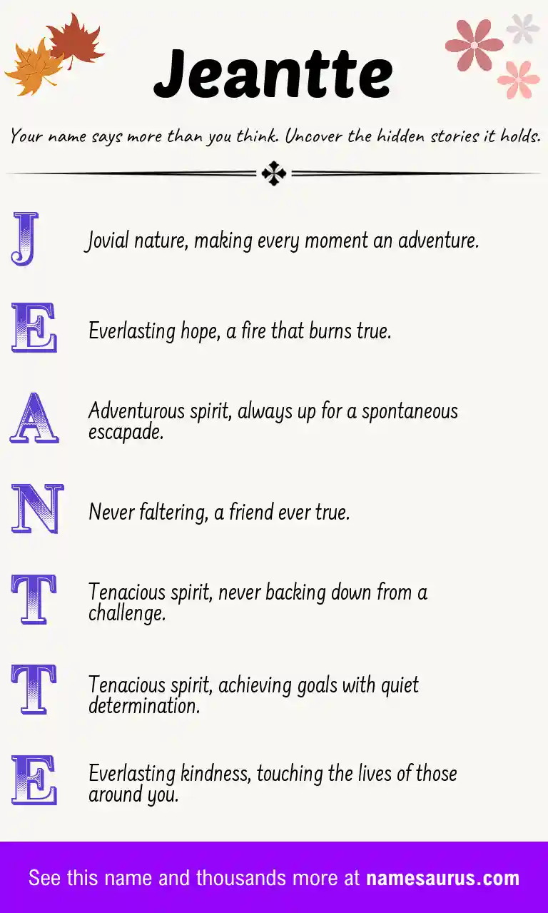 Acrostic poem about Jeantte.