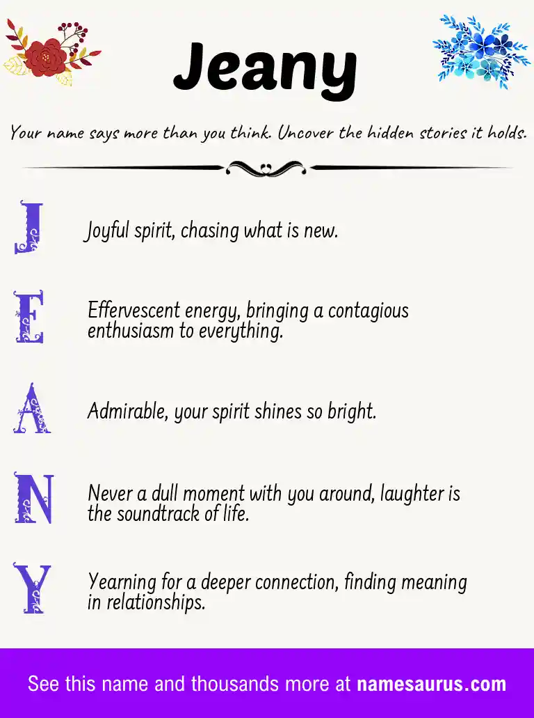Acrostic poem about Jeany.