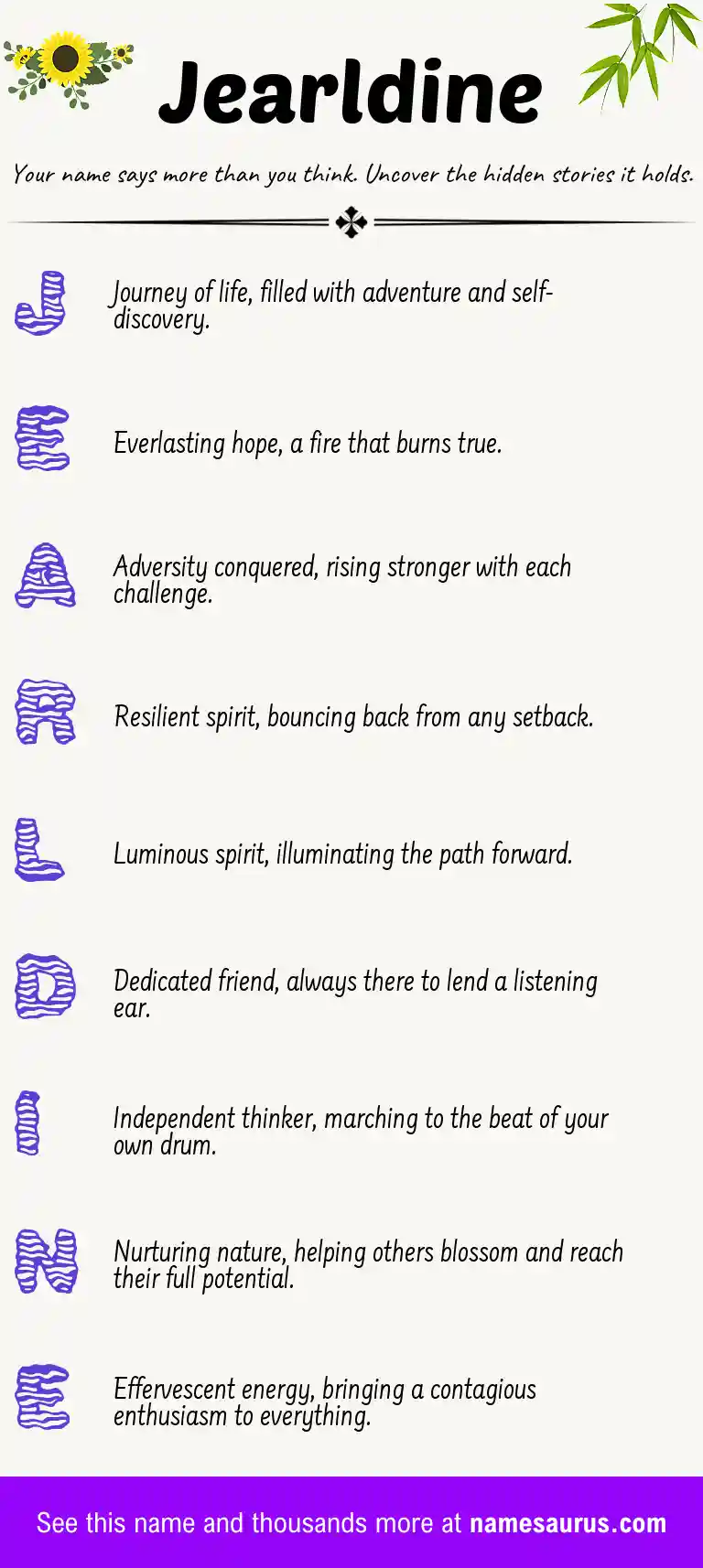 Acrostic poem about Jearldine.