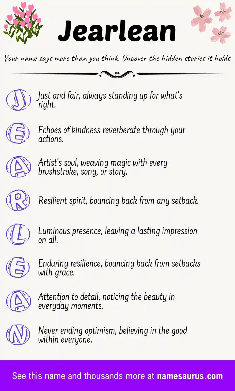 Acrostic poem about Jearlean.
