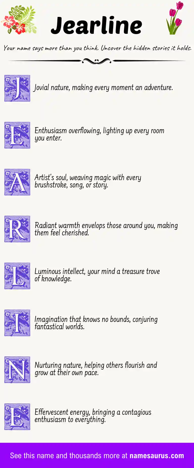 Acrostic poem about Jearline.