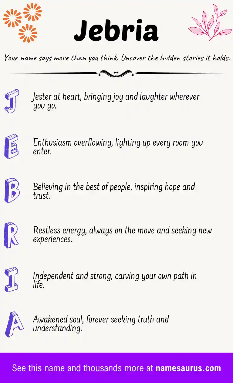 Acrostic poem about Jebria.