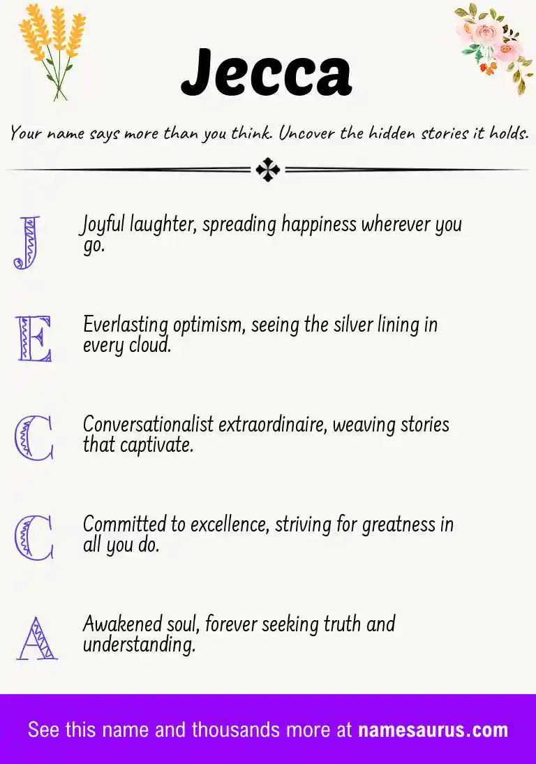 Acrostic poem about Jecca.