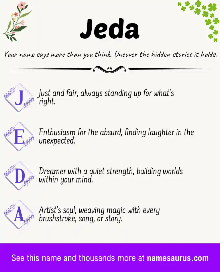 Acrostic poem about Jeda.