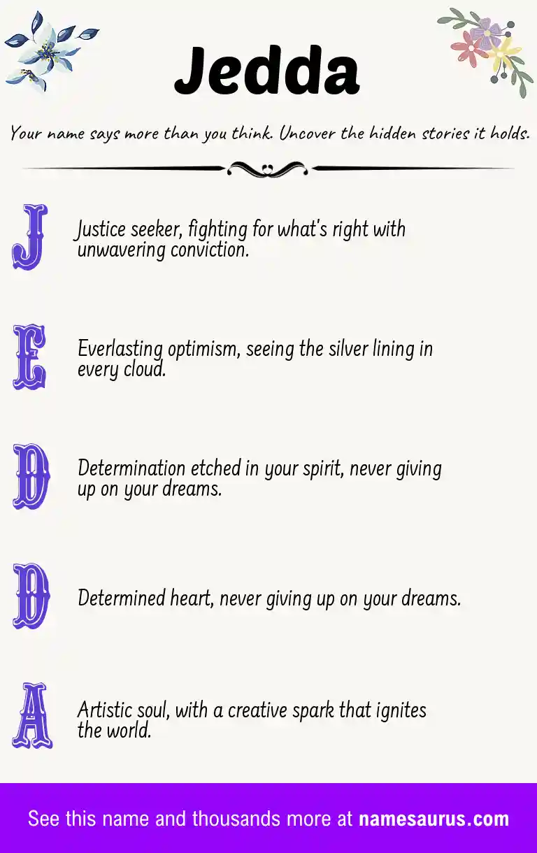 Acrostic poem about Jedda.