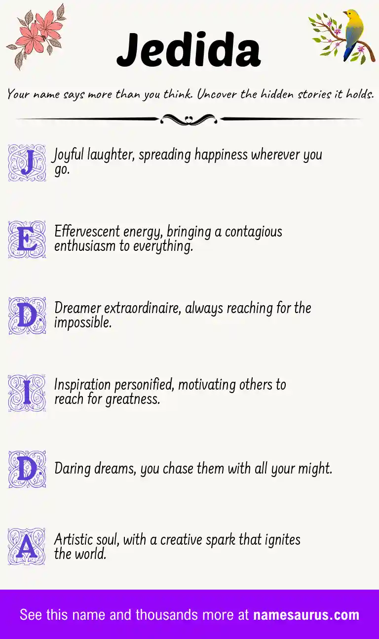 Acrostic poem about Jedida.