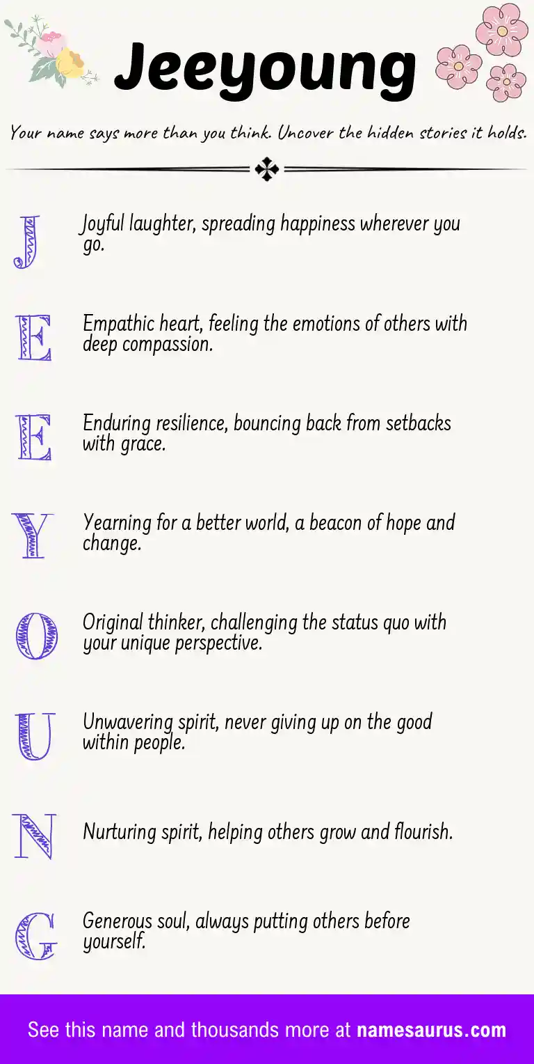 Acrostic poem about Jeeyoung.