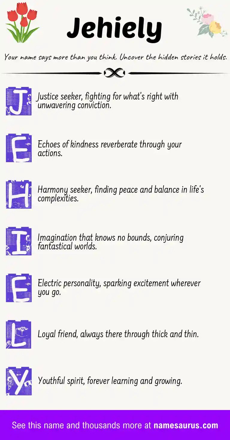 Acrostic poem about Jehiely.