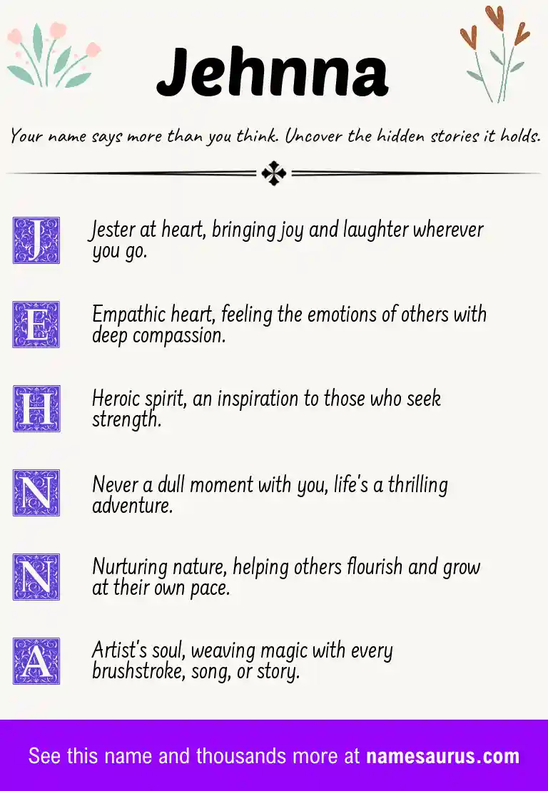 Acrostic poem about Jehnna.