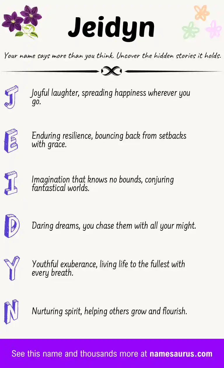 Acrostic poem about Jeidyn.
