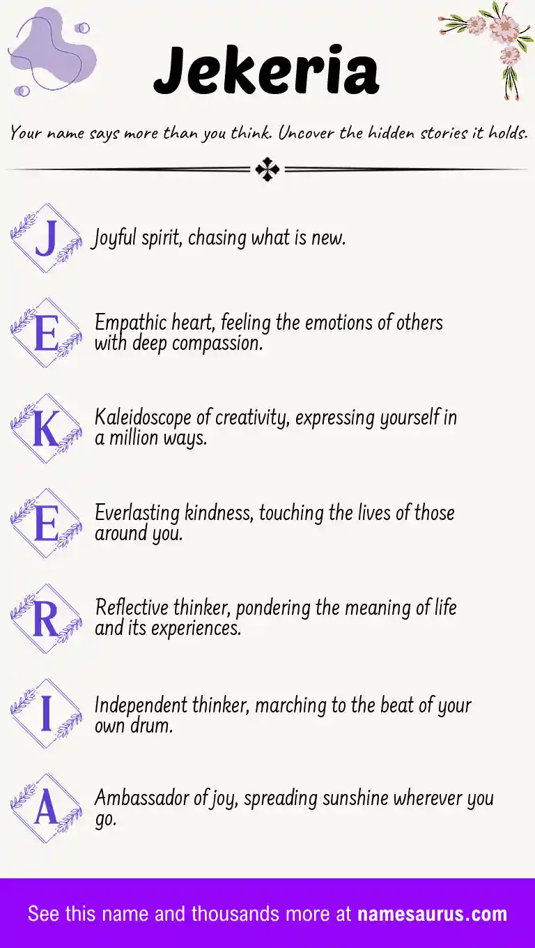 Acrostic poem about Jekeria.