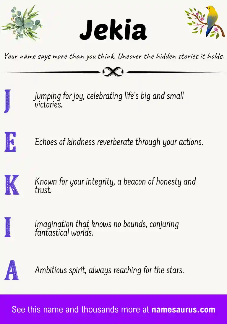 Acrostic poem about Jekia.