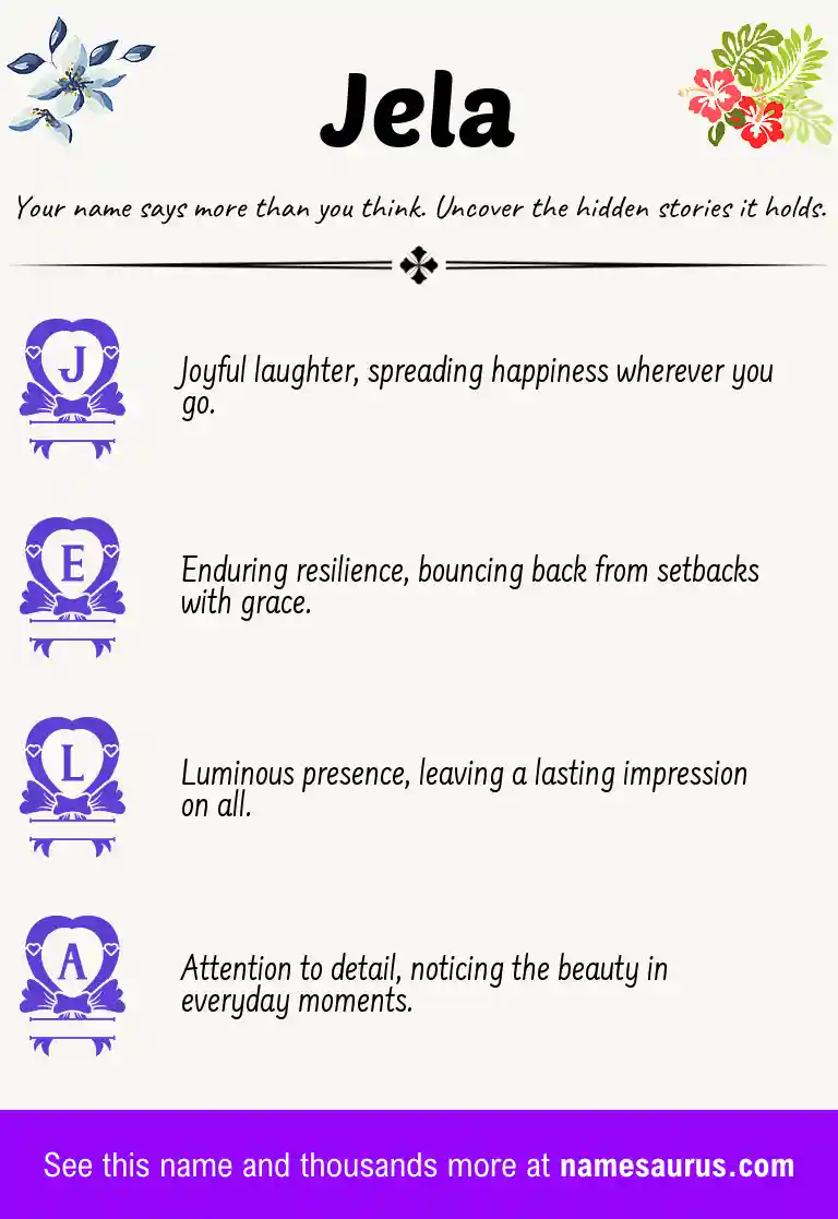 Acrostic poem about Jela.