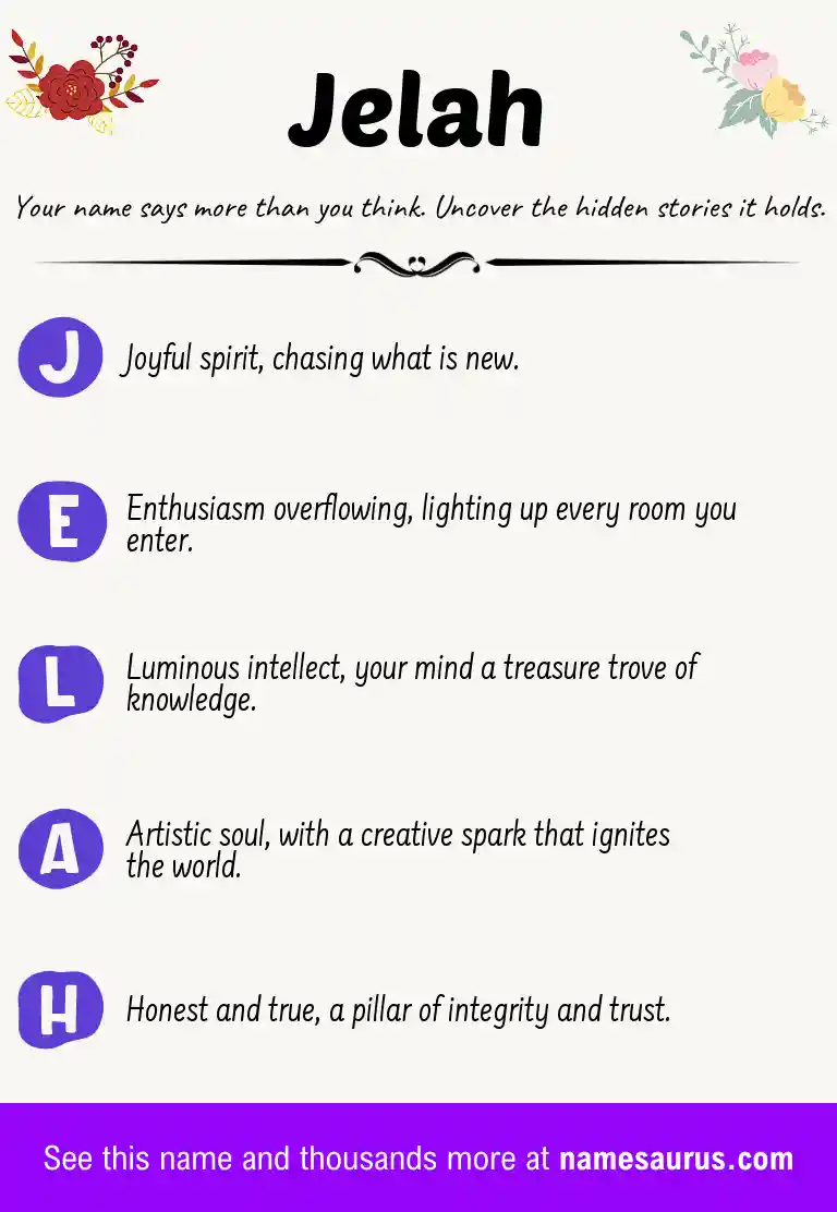 Acrostic poem about Jelah.