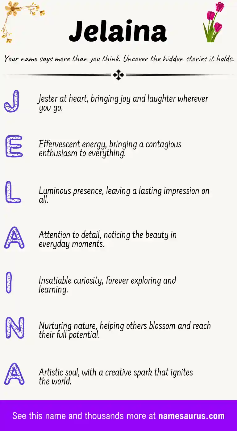 Acrostic poem about Jelaina.