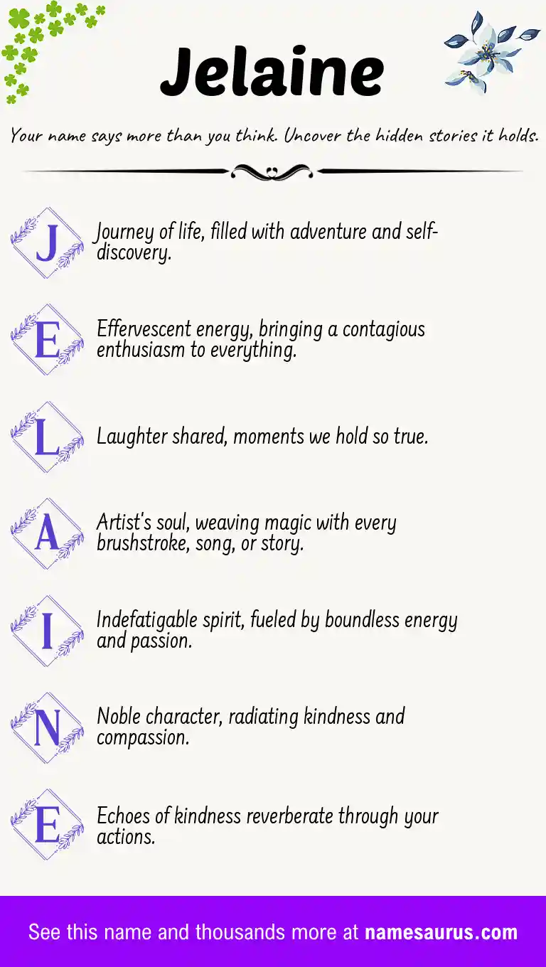 Acrostic poem about Jelaine.
