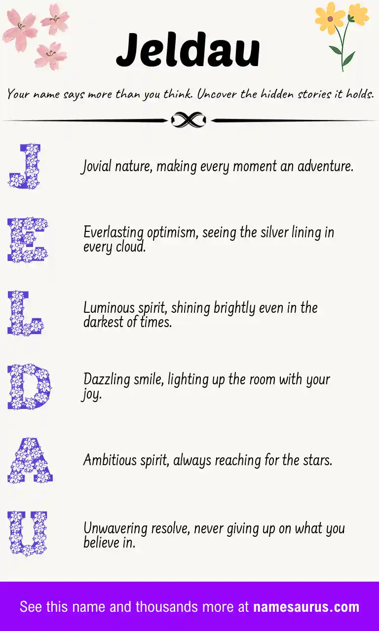 Acrostic poem about Jeldau.