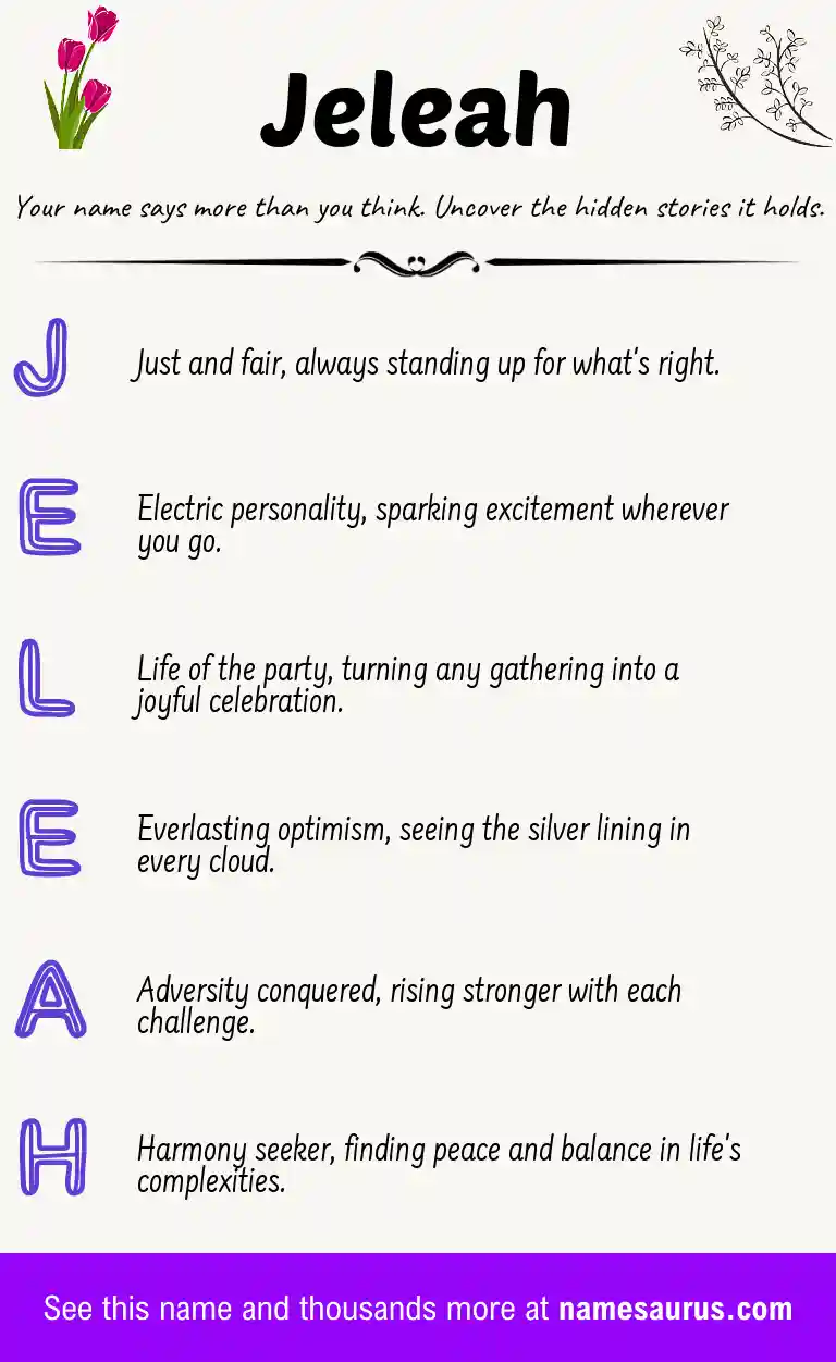 Acrostic poem about Jeleah.